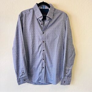 Robert Graham Luxury Blue Dress Shirt L Tailored Fit